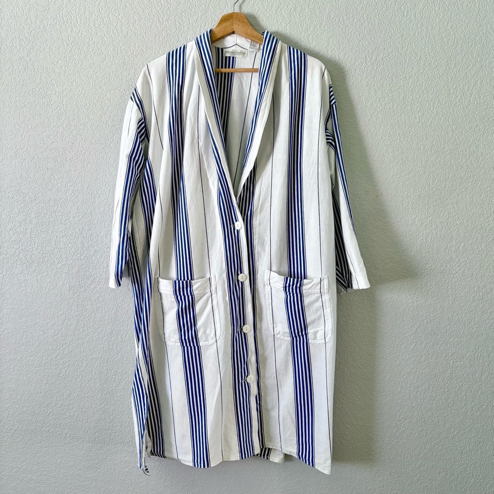 Vintage 90s Striped Cotton Long Cardigan
